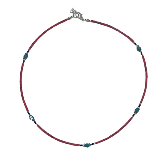 Nepalese Extra Fine Gem Necklace - Pink Coral & Turquoise Beads