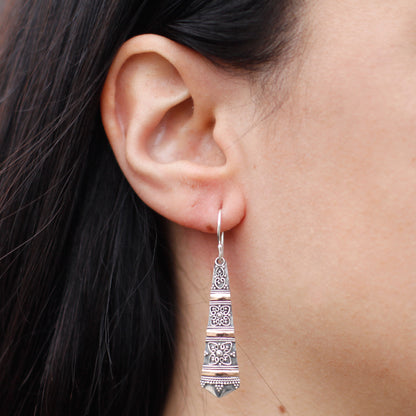 Silver & Gold Earring - Tribal Drops